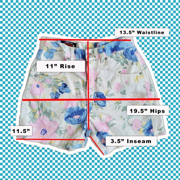 VTG 90s Denim Floral Pattern High Rise Shorts by Durango Sz 5 - Picture 6 of 6